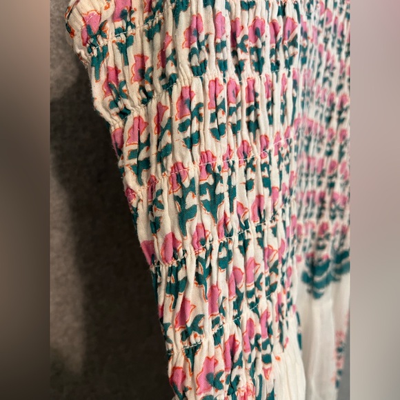 Oliphant Smocked Sleeveless Ruffle Neck Midi Maxi Block Print Dress Tuckernuck - Picture 5 of 15